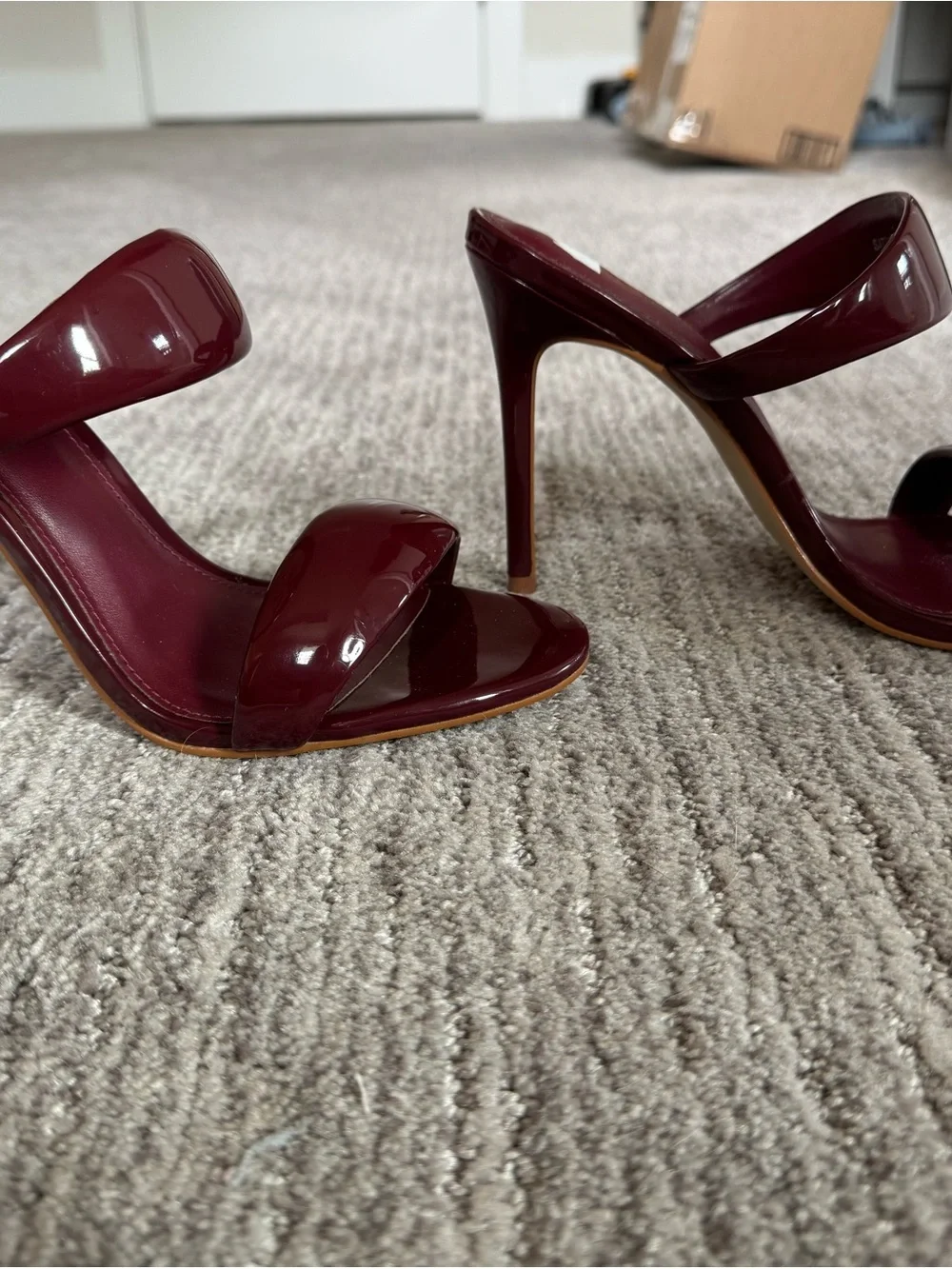 Steve Madden Burgundy Patent Double-Band Stiletto Mules - Picture 6 of 9